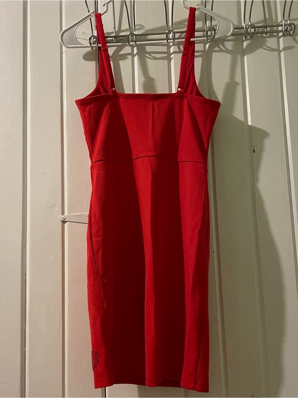 Red rhinestone Hearts Mini Dress with Side Slit-small like new - Picture 8 of 11